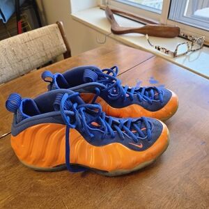 Nike Air Foamposite One "Knicks" 2014 (314996-801) Orange Blue Used mens 10.5